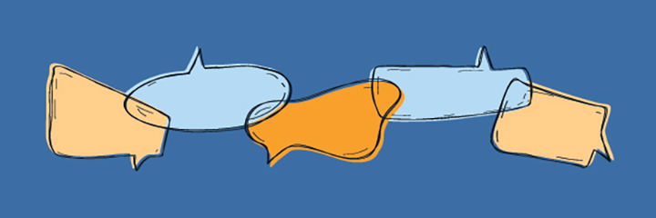 Illustration of speech bubbles alternating to convey a conversation by Vecteezy